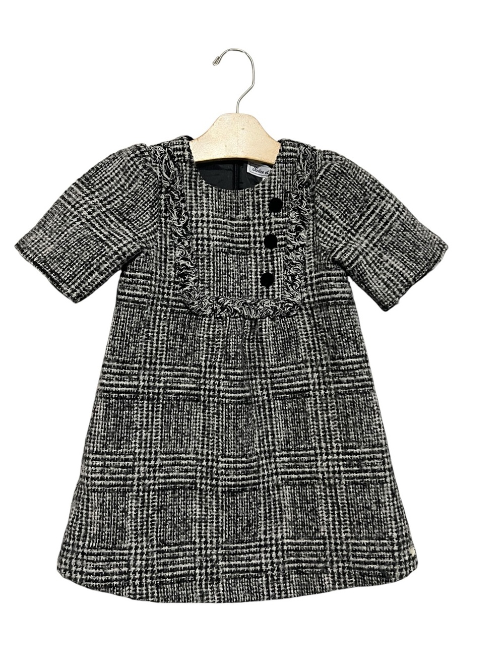 Tartine et Chocolat Black Tweed Dress Size 5 Wool Blend